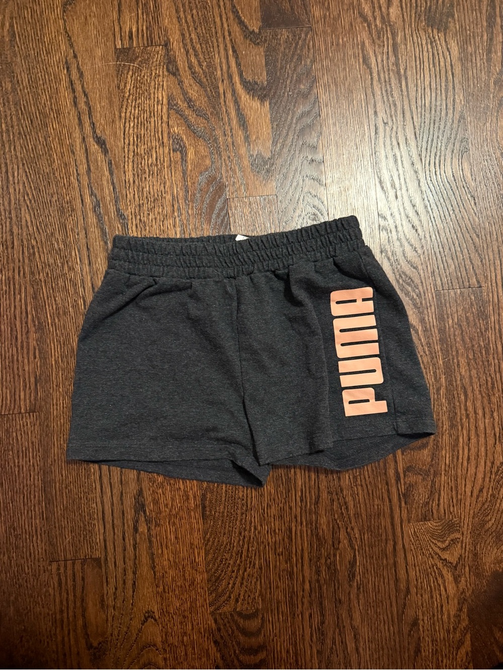 Puma Dark Charcoal Shorts with Coral Logo Block